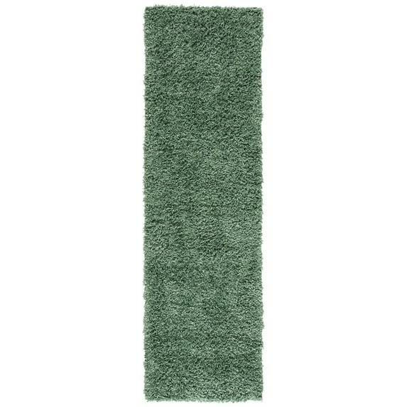 SAFAVIEH August Sophia Solid Plush Shag Area Rug, Green, 2' x 7'