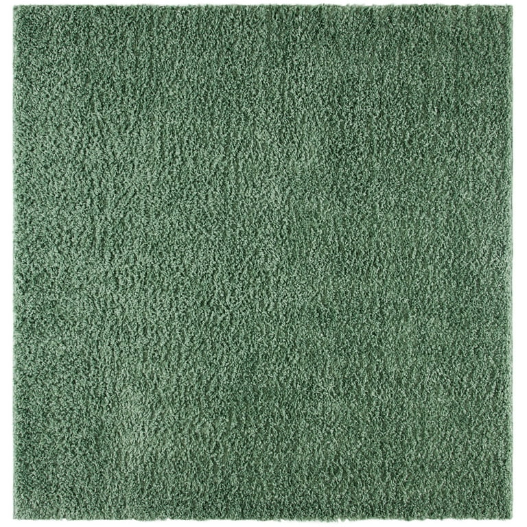 SAFAVIEH August Sophia Solid Shag Area Rug, Green, 5' x 5' Square
