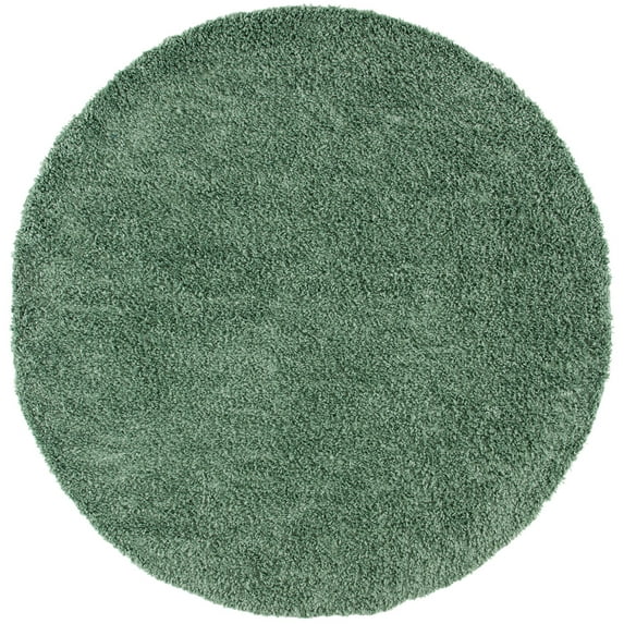SAFAVIEH August Sophia Solid Plush Shag Area Rug, Green, 6'7" x 6'7" Round