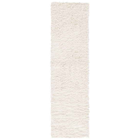 SAFAVIEH August Sophia Solid Plush Shag Area Rug, Ivory, 2' x 13'