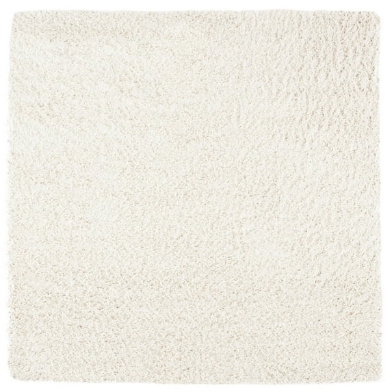 SAFAVIEH August Sophia Solid Plush Shag Area Rug, Ivory, 5' x 5' Square
