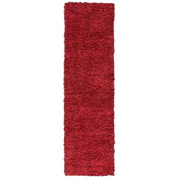 SAFAVIEH August Sophia Solid Plush Shag Area Rug, Red, 2' x 7'
