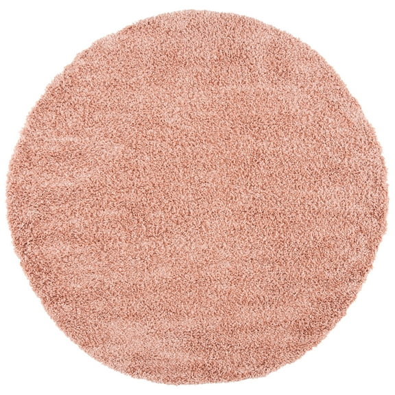 SAFAVIEH August Sophia Solid Plush Shag Area Rug, Rose, 6'7" x 6'7" Round