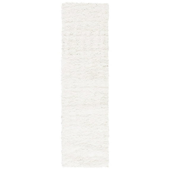 SAFAVIEH August Sophia Solid Plush Shag Area Rug, White, 2' x 13'