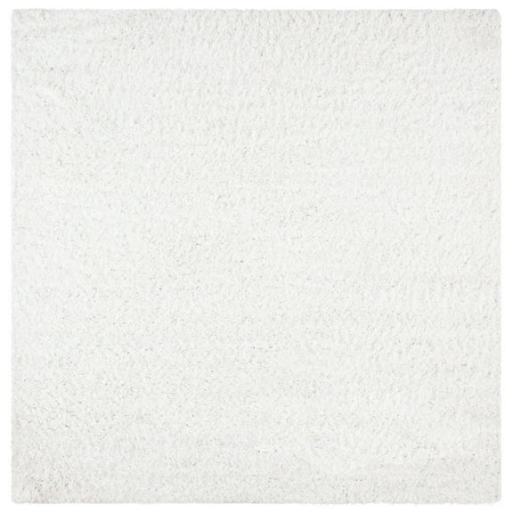 SAFAVIEH August Sophia Solid Plush Shag Area Rug, White, 5' x 5' Square