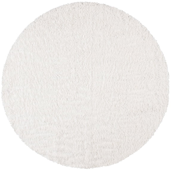 SAFAVIEH August Sophia Solid Plush Shag Area Rug, White, 6'7" x 6'7" Round