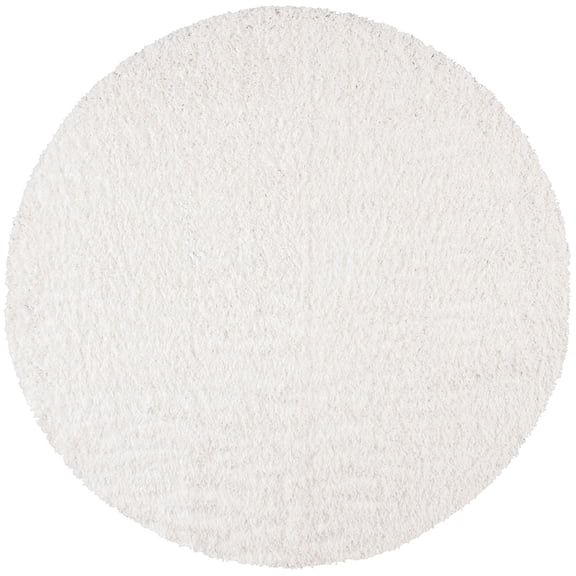 SAFAVIEH August Sophia Solid Plush Shag Area Rug, White, 6'7" x 6'7" Round