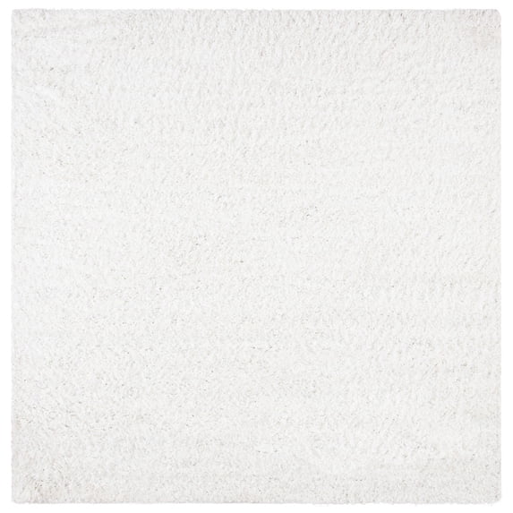 SAFAVIEH August Sophia Solid Plush Shag Area Rug, White, 6'7" x 6'7" Square