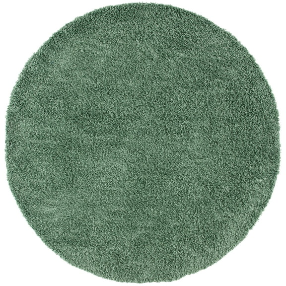 SAFAVIEH August Sophia Solid Shag Area Rug, Green, 5' x 5' Round