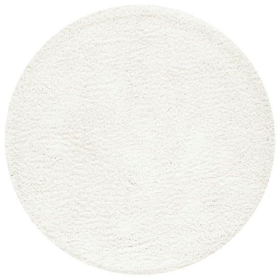SAFAVIEH August Sophia Solid Shag Area Rug, Ivory, 4' x 4' Round