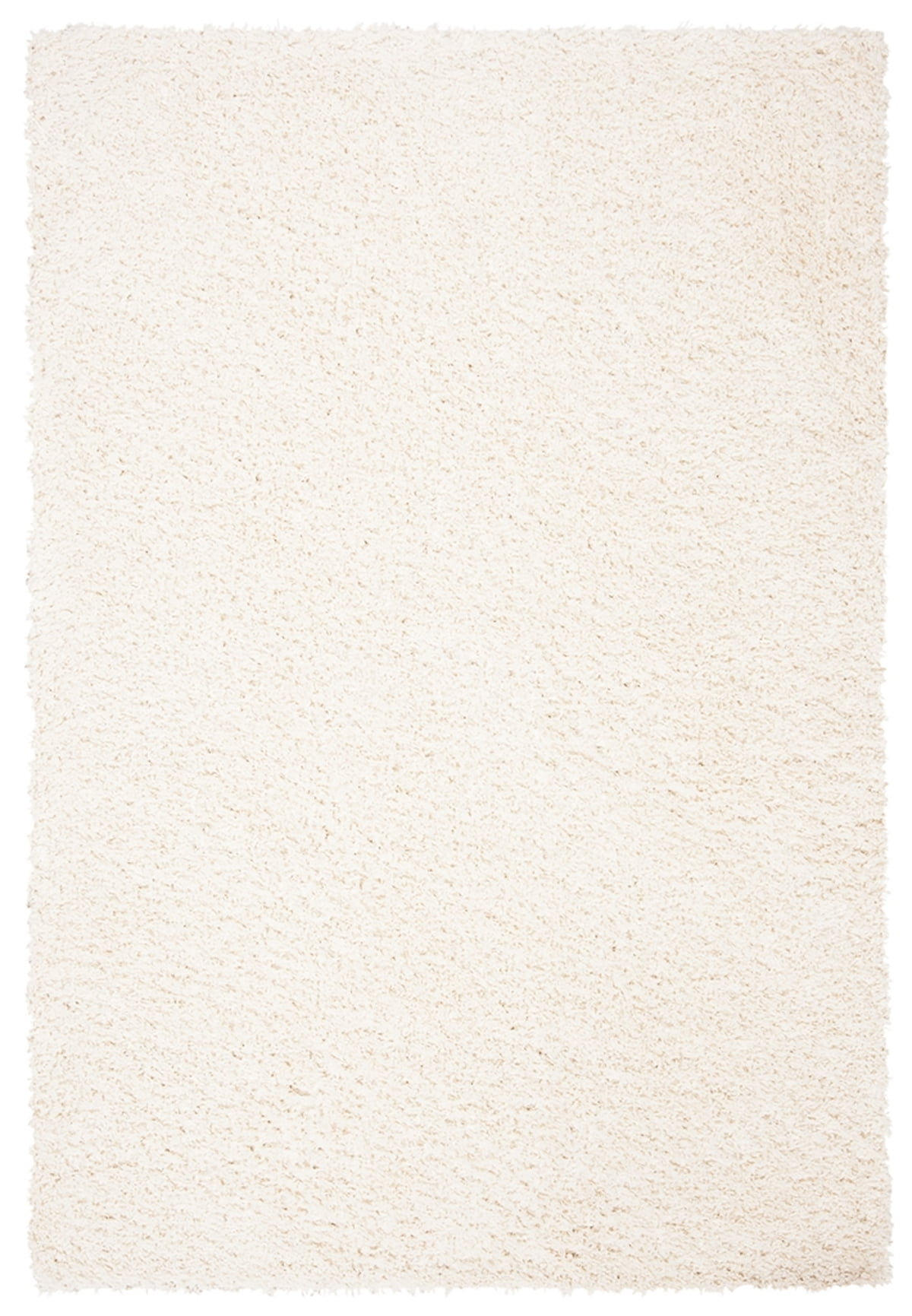 Ivory Rectangular Shag Rug with Synthetic Fibers