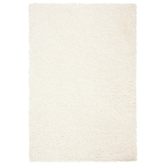 SAFAVIEH August Sophia Solid Plush Shag Area Rug, Ivory, 5'3" x 7'6"