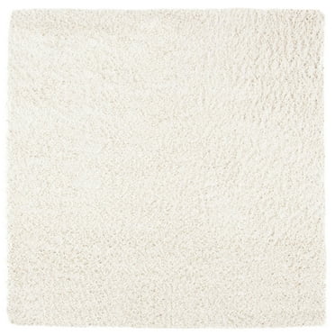SAFAVIEH August Sophia Solid Shag Area Rug, Ivory, 6'7" x 6'7" Square