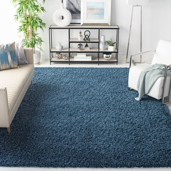 SAFAVIEH August Sophia Solid Shag Area Rug, Navy, 10' x 14'