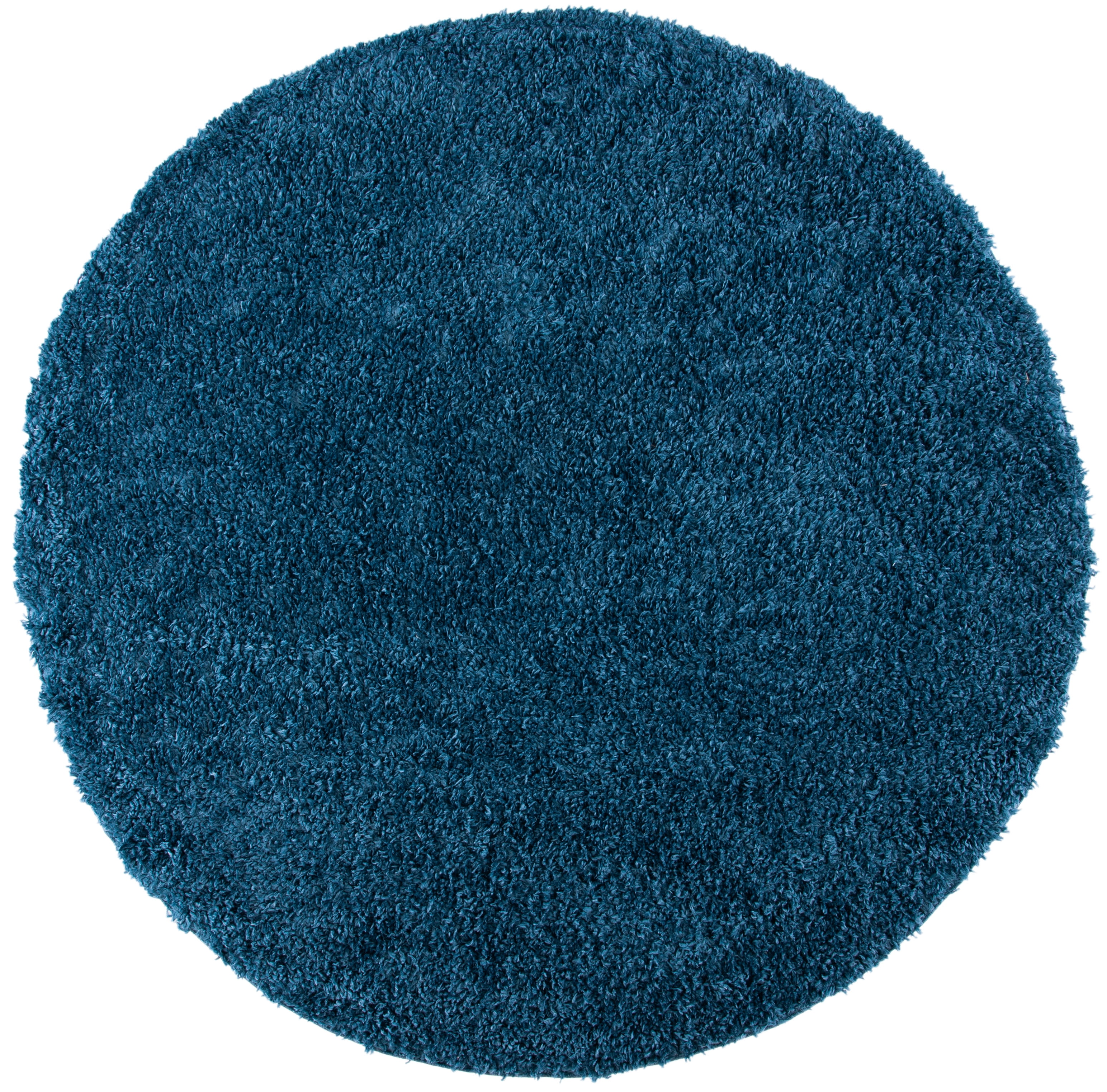 SAFAVIEH August Sophia Solid Shag Area Rug, Navy, 5' x 5' Round