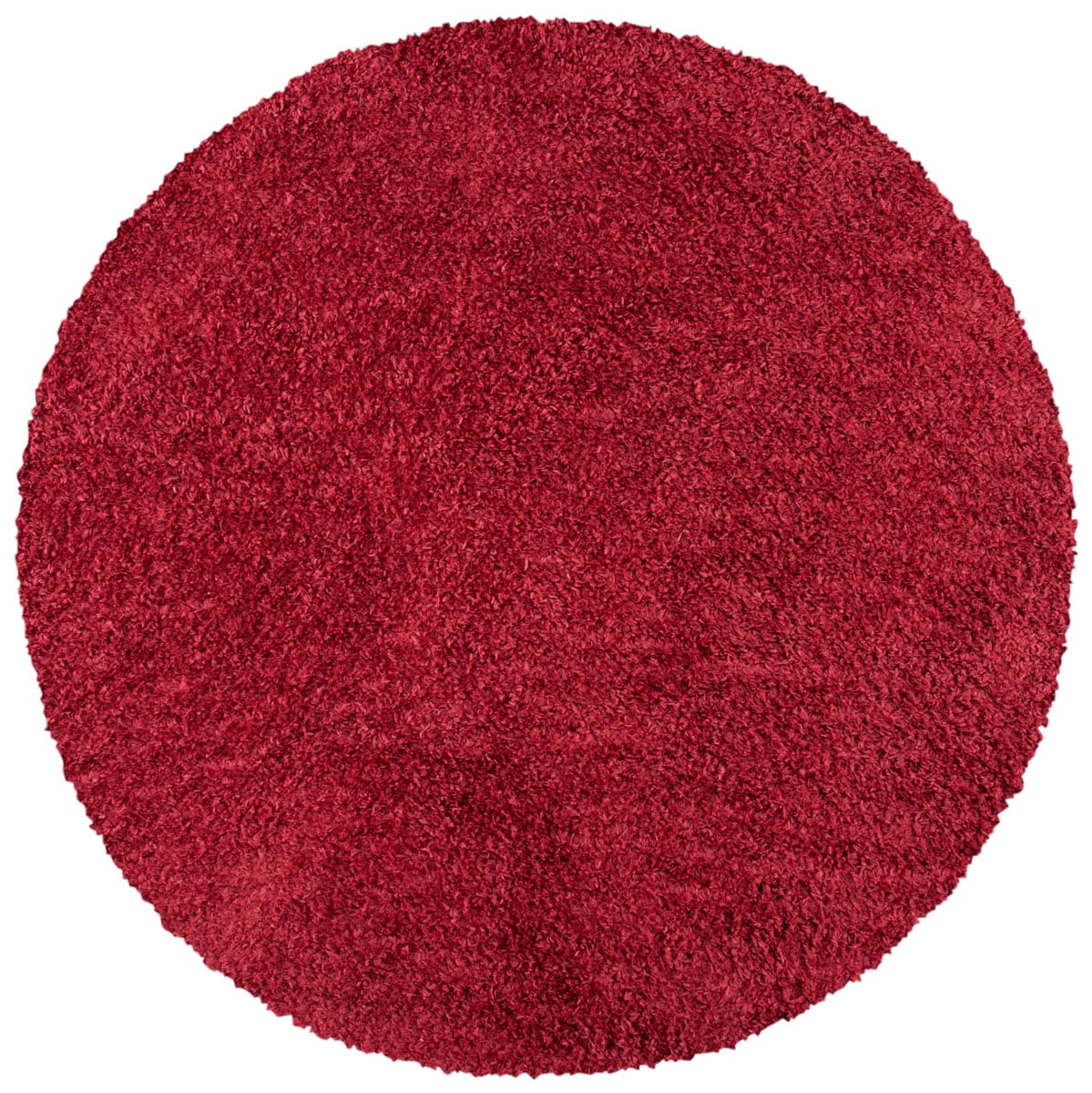 SAFAVIEH August Sophia Solid Shag Area Rug, Red, 6'7" x 6'7" Round