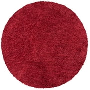 SAFAVIEH August Sophia Solid Shag Area Rug, Red, 6'7" x 6'7" Round