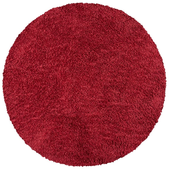 SAFAVIEH August Sophia Solid Shag Area Rug, Red, 6'7" x 6'7" Round