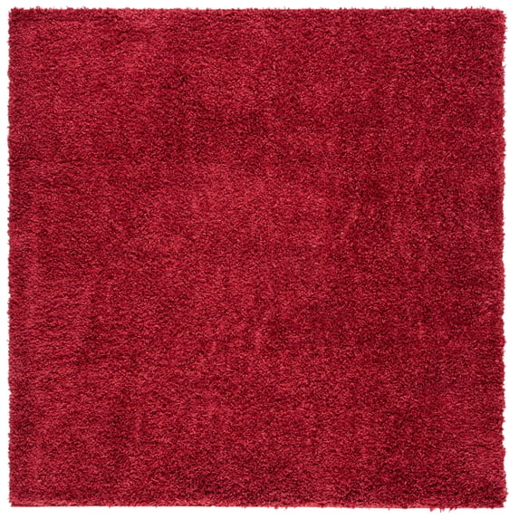 SAFAVIEH August Sophia Solid Shag Area Rug, Red, 6'7" x 6'7" Square