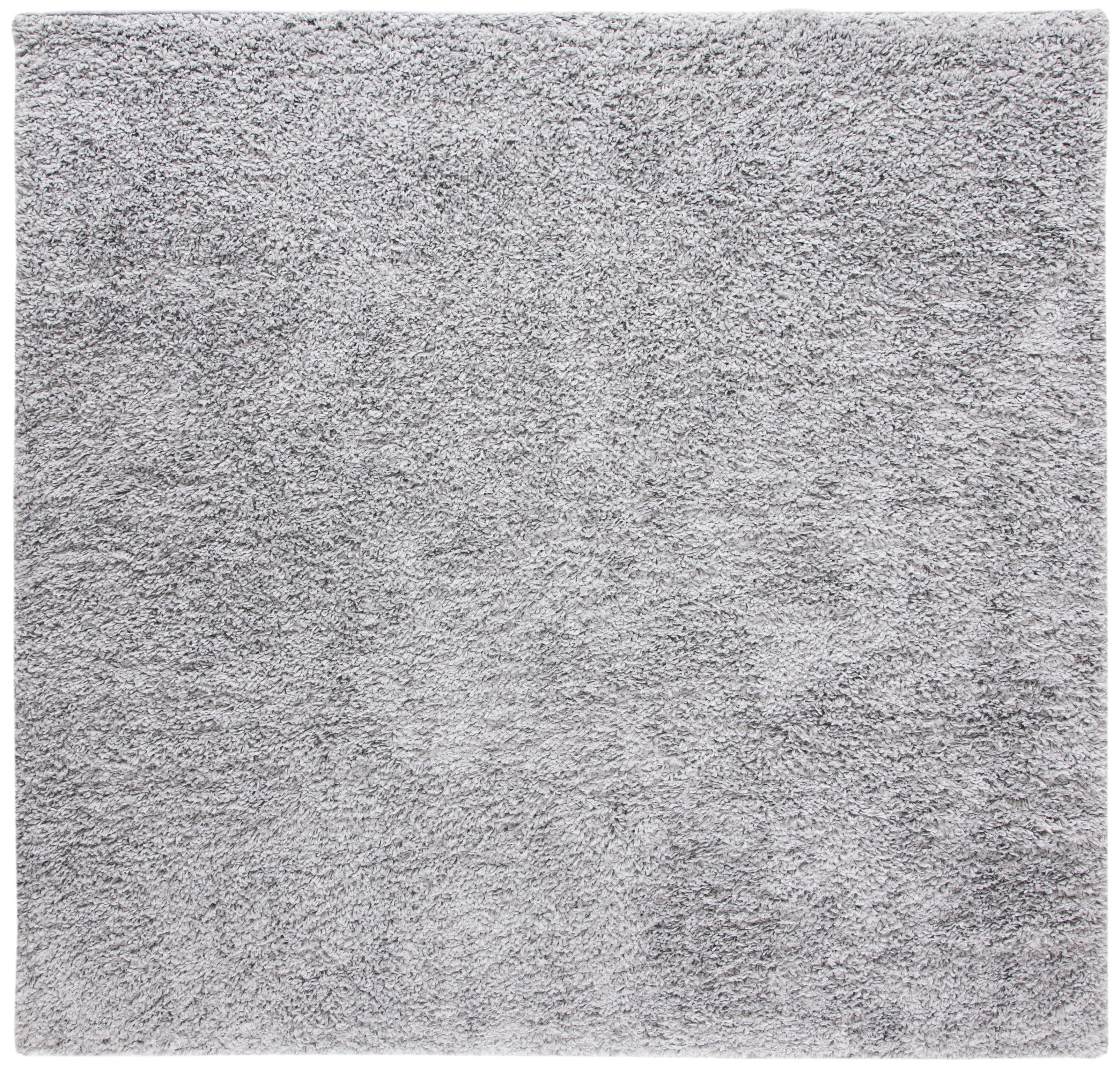 Plush Gray Square Shag Area Rug - Synthetic, Stain-Resistant, 4'