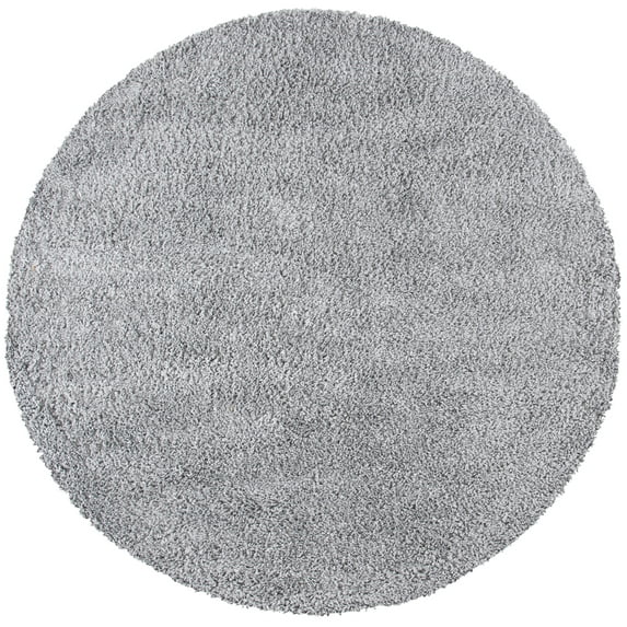 SAFAVIEH August Sophia Solid Shag Area Rug, Silver, 5' x 5' Round