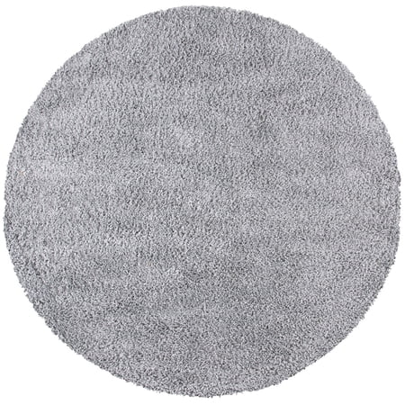 SAFAVIEH August Sophia Solid Shag Area Rug, Silver, 6'7" x 6'7" Round