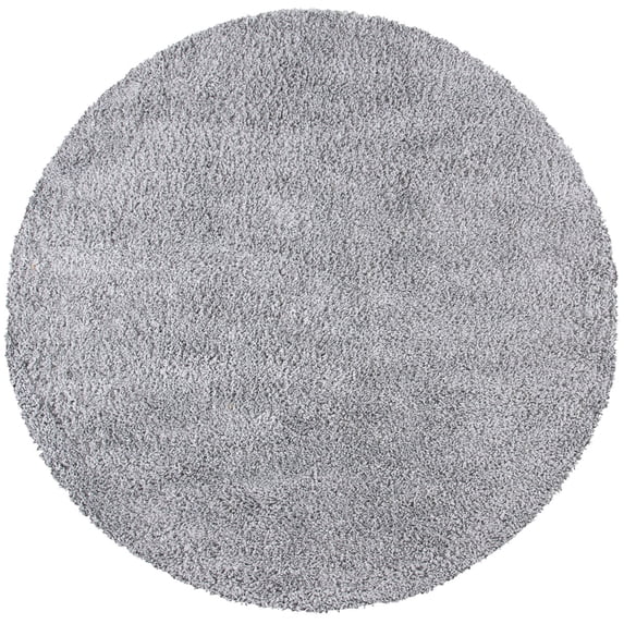 SAFAVIEH August Sophia Solid Shag Area Rug, Silver, 6'7" x 6'7" Round