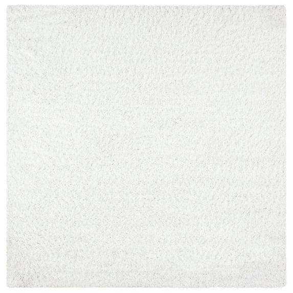 SAFAVIEH August Sophia Solid Shag Area Rug, White, 4' x 4' Square