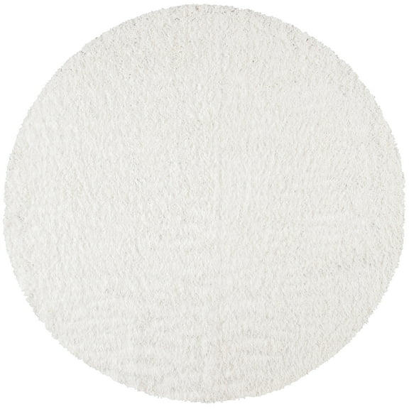 SAFAVIEH August Sophia Solid Shag Area Rug, White, 5' x 5' Round