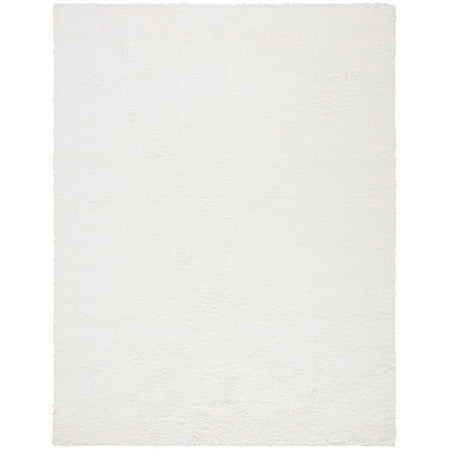 SAFAVIEH August Sophia Solid Shag Area Rug, White, 8' x 10'