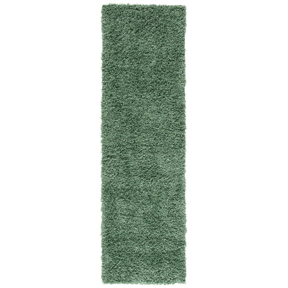 SAFAVIEH August Sophia Solid Shag Runner Rug, Green, 2' x 13'