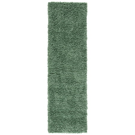 SAFAVIEH August Sophia Solid Shag Runner Rug, Green, 2' x 5'