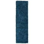 SAFAVIEH August Sophia Solid Shag Runner Rug, Navy, 2' x 5'