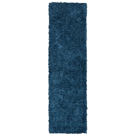 SAFAVIEH August Sophia Solid Shag Runner Rug, Navy, 2' x 5'