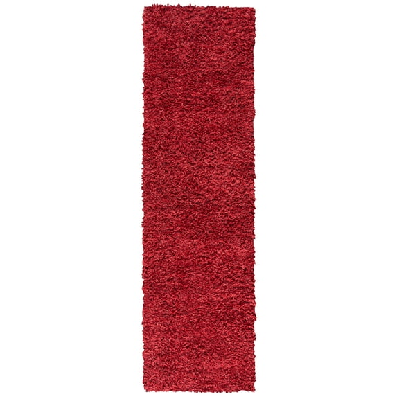 SAFAVIEH August Sophia Solid Shag Runner Rug, Red, 2' x 7'