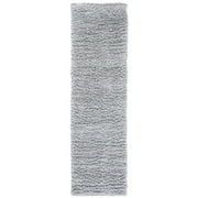 SAFAVIEH August Sophia Solid Shag Runner Rug, Silver, 2' x 7'