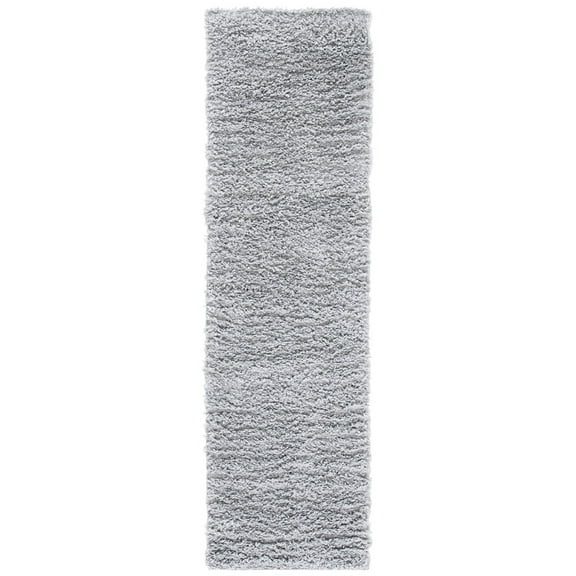 SAFAVIEH August Sophia Solid Shag Runner Rug, Silver, 2' x 7'