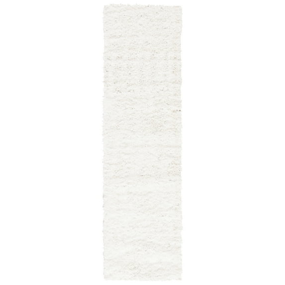 SAFAVIEH August Sophia Solid Shag Runner Rug, White, 2' x 5'