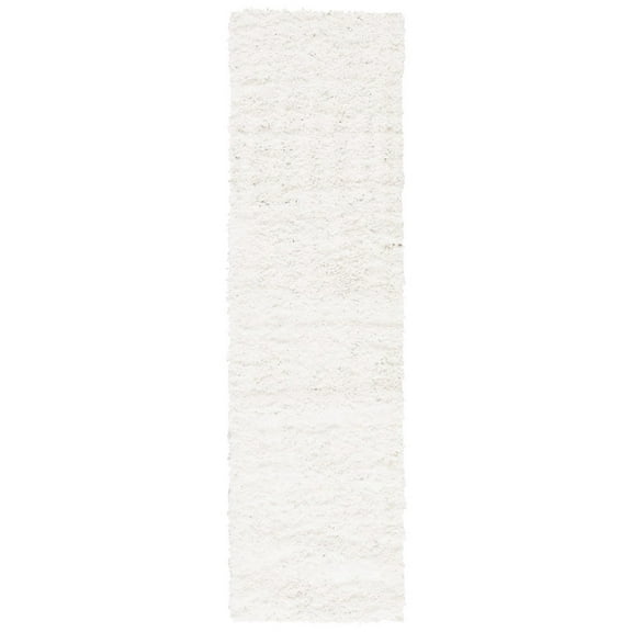 SAFAVIEH August Sophia Solid Shag Runner Rug, White, 2' x 7'