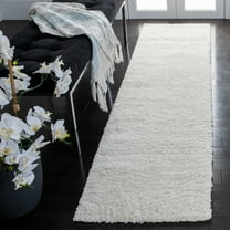 SAFAVIEH August Soren Solid Shag Runner Rug, Ivory, 2' x 8'