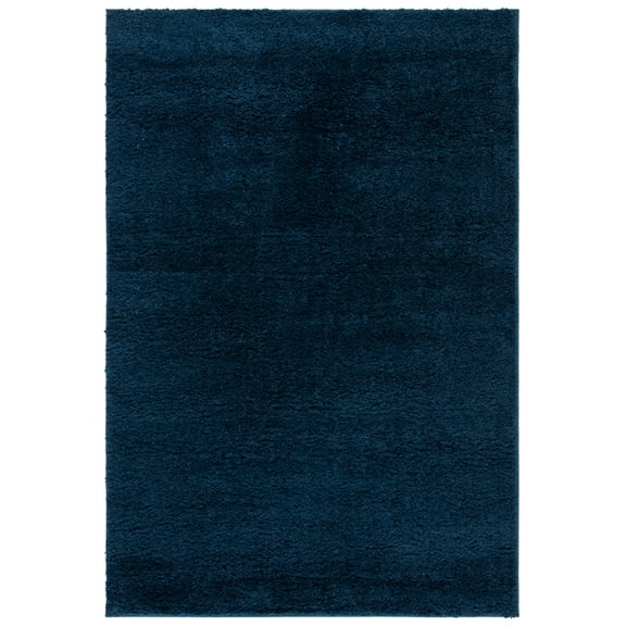 SAFAVIEH August Yasim Solid Plush Shag Area Rug, Navy, 5'3" x 7'7"
