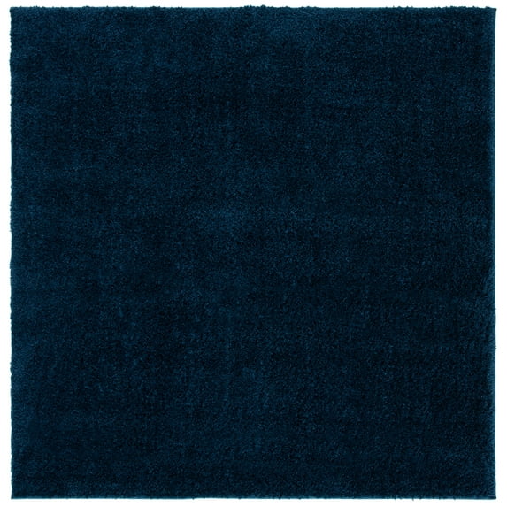 SAFAVIEH August Yasim Solid Shag Area Rug, Navy, 5' x 5' Square