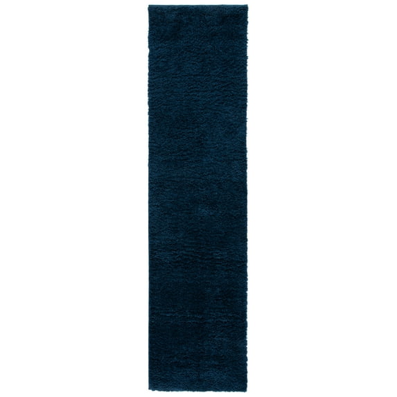 SAFAVIEH August Yasim Solid Shag Runner Rug, Navy, 2' x 6'