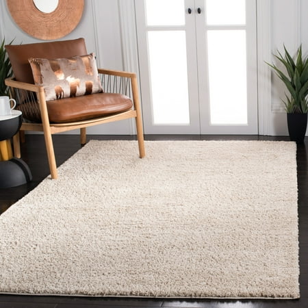 SAFAVIEH August Yvonne Solid Shag Area Rug, Beige, 4' x 6'