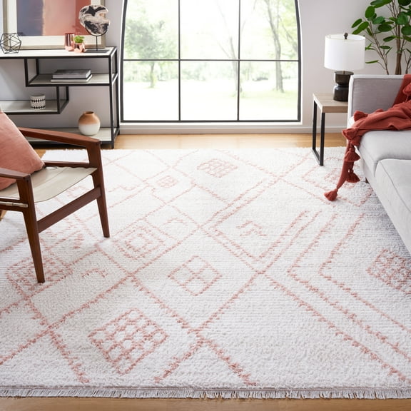 SAFAVIEH Augustine Ayden Geometric Area Rug, Ivory/Pink, 5' x 7'7"