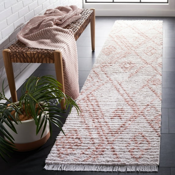 SAFAVIEH Augustine Ayden Geometric Runner Rug, Ivory/Pink, 2' x 9'