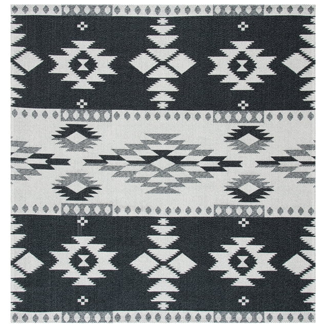 SAFAVIEH Augustine Bradford Geometric Area Rug, Black/Light Grey, 6'4" x 6'4" Square