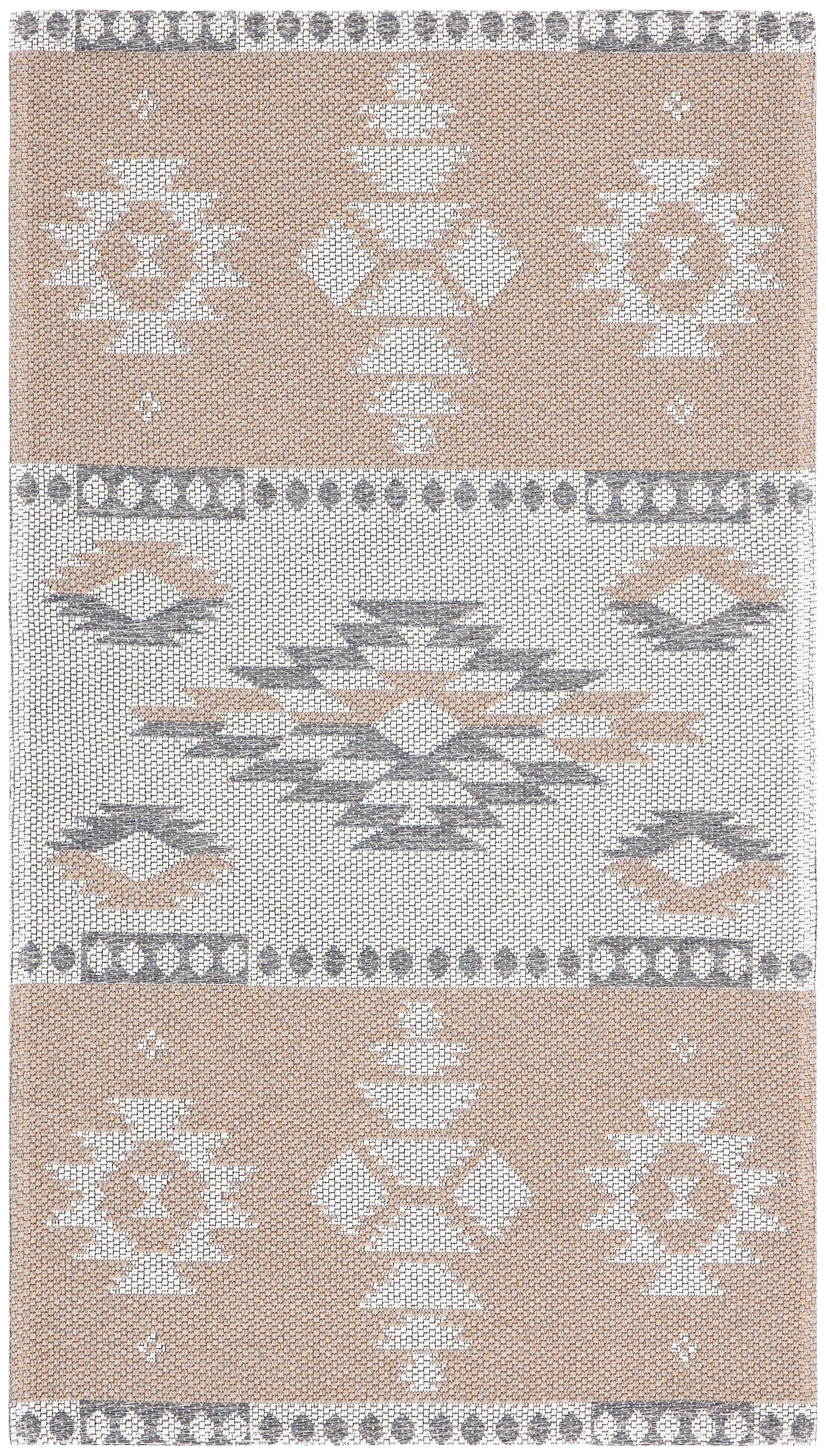 Augustine Taupe and Cream Geometric Flat Woven Area Rug