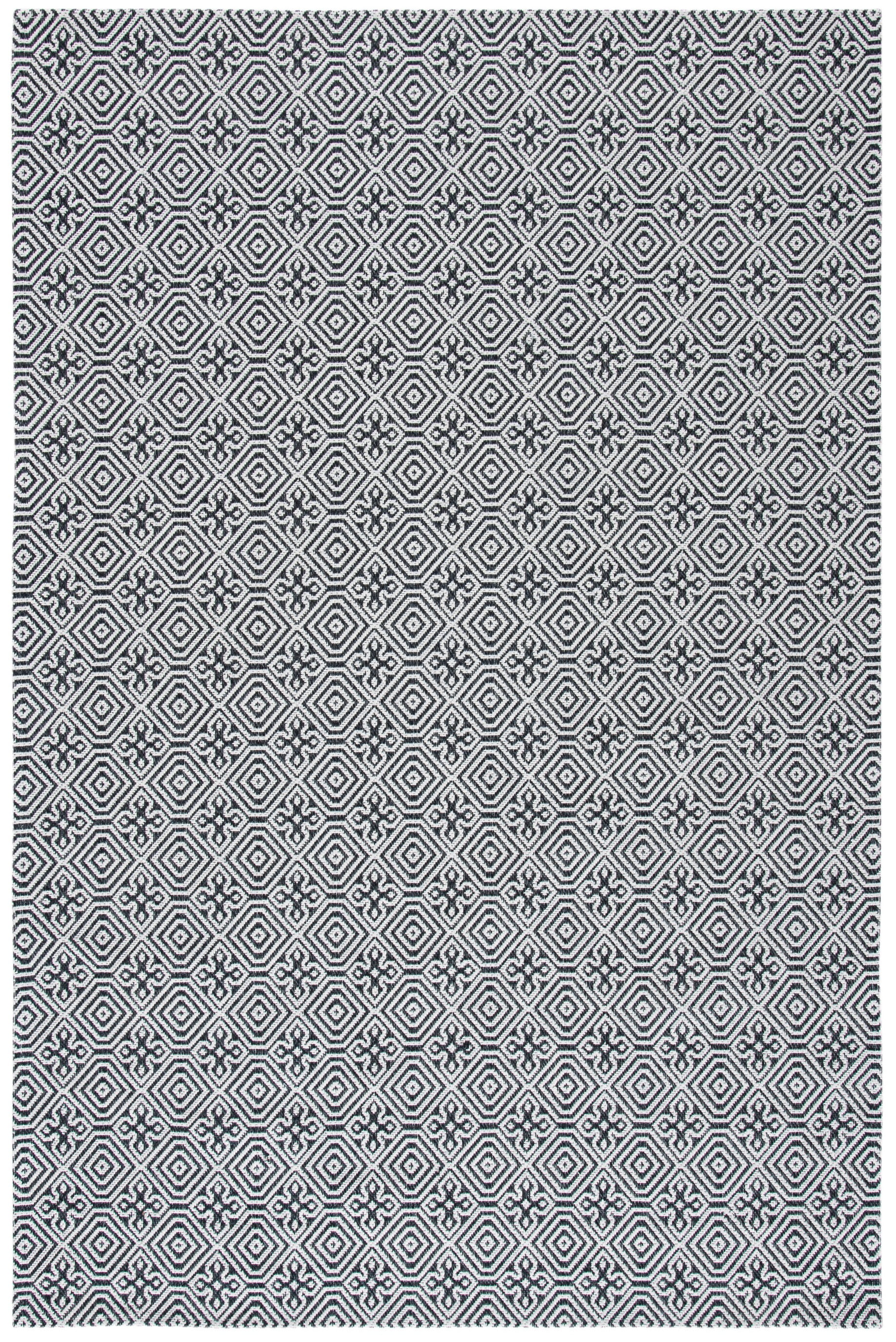 Augustine Black and Light Grey Geometric Flat Woven Rug 4' x 6'