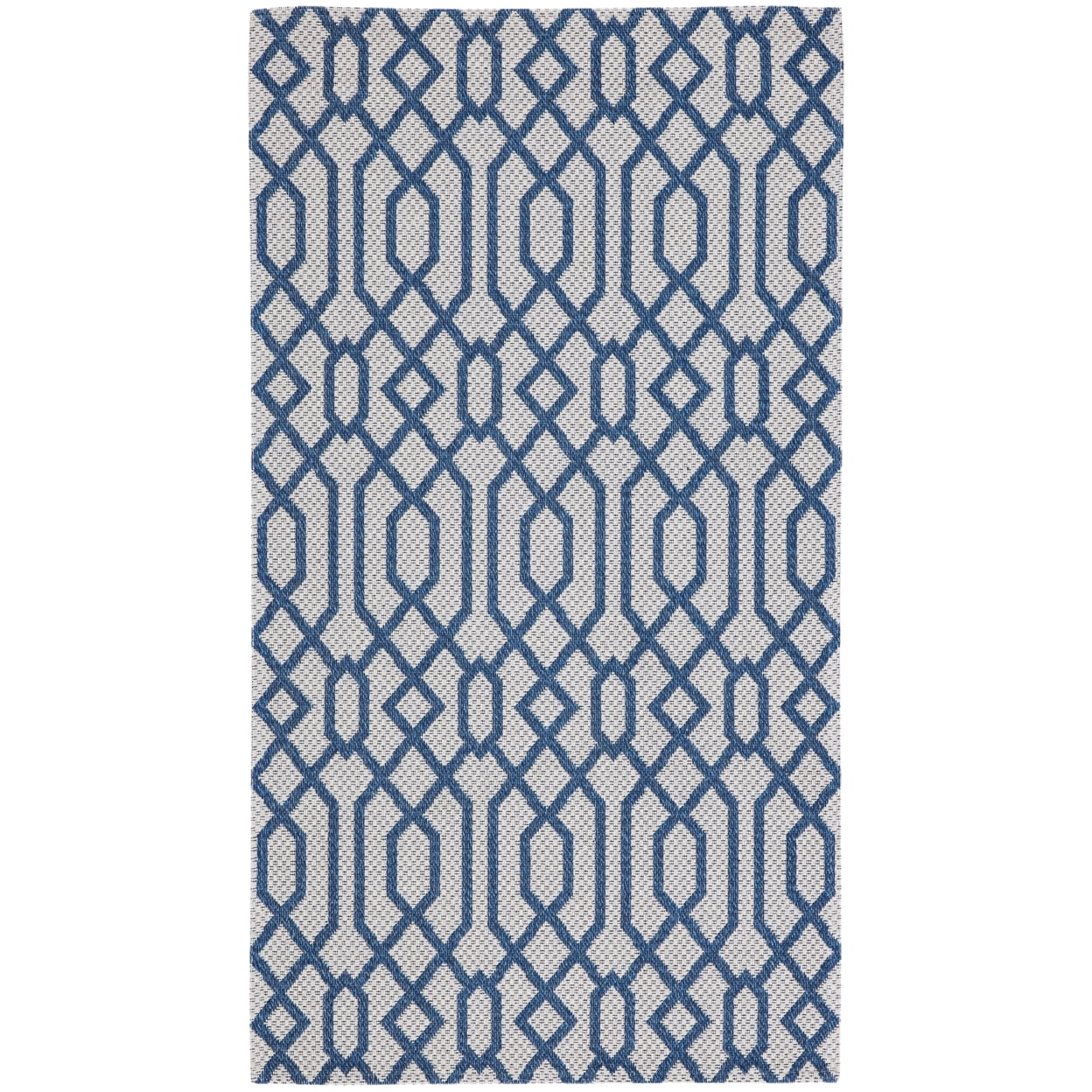 Augustine Geometric Flat Woven Area Rug in Navy/Light Grey - 34"x5"